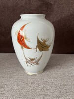 Retro Wallendorf porcelán váza – Kézzel festett halas mintával
