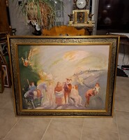 Madarassy György T. pazar festménye! Vándorcirkusz! 110x87cm!