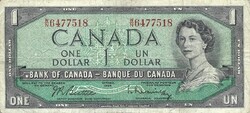 1 dollár 1961-72 (1954) Beattie-Rasminsky Kanada CBNC printer Erzsébet királynő