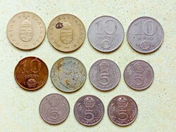 Magyarország 11 db Különböző Érme 5 10 100 Forint 1967-1995