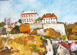 Festmény (02/44) - BÁNFI  : VESZPRÉM, VÁRNEGED (olaj, karton, 50x35  cm)