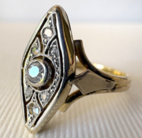 Art deco arany gyűrű ragyogó brillekkel