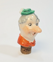 Vintage/régi porcelán üveg dugó / kiöntő - humoros részeg groteszk férfi fej