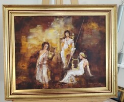 Pintér István Pál zsűrizett festménye a zene múzsája 59x49 cm kerettel