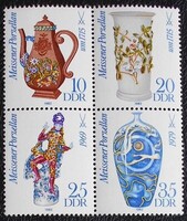 ND2667-70n / NDK 1982 Meisseni Porcelán bélyegsor postatiszta négyesblokk