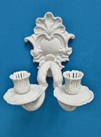Herendi porcelán festetlen fehér falikar, gyertyatartó