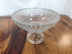 Retro talpas üveg kínálótál – Ggyümölcsös / bonbontartó tál (20 x 15 cm)