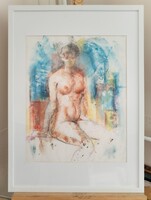 Szépl festmény - női akt 53x73 cm kerettel