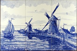 2A331 Holland szélmalmos kék - fehér csempekép