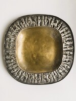Tevan Margit (1901-1978) ezüstözött, jelzett iparművészeti tálka, 1960-as évek
