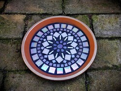 Mozaikos mandala madáritató rosegold szegéllyel (25 cm)