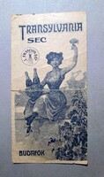 Transsylvania Sec – Ritka Budafoki Pezsgőreklám, 1900 körül”