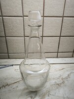 Retro  üveg palack dugóval, literes vésett borosüveg eladó!