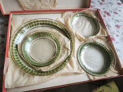 Retro üveg süteményes készlet dobozában  eladó!