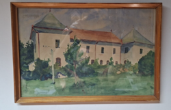 Épület, akvarell