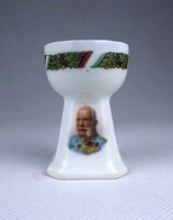 1F852 Antik I. világháborús Altrohlau porcelán tojástartó Ferenc József portréval