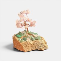 Kristály fa rózsakvarc és aventurin ásványból, Bonsai kristály Ékszerfa szerencsefa, életfa, drágakő