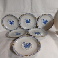Antik Herendi porcelán tálkák kék Apponyi kézifestett mintával