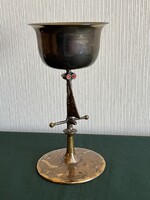 Muharos Lajos bronz kehely piros szem 16,5 cm (F0052)