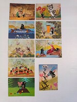 9 db-os KISVAKOND KÉPESLAP SZETT (Krtek) – Futtatlan, Megíratlan, Tiszta 1970-1980 Retro