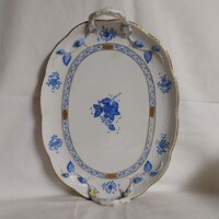 Antik Herendi porcelán tálca kék Apponyi kézifestett mintával