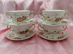 Hibátlan! Zsolnay porcelán pillangó mintás leveses csésze + alj