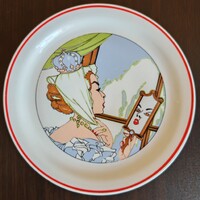 Retro Zsolnay porcelán tányér Hófehérke mintával A502