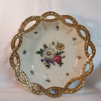 Oscar Schlegelmilch extra vastagon aranyozott festett porcelán asztalközép