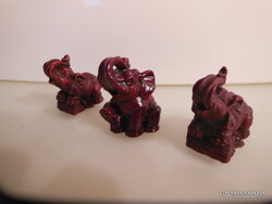 SZOBOR - 3 db - ELEFÁNT - ZSÍRKŐ - 5 x 4 x 3 cm - HIBÁTLAN