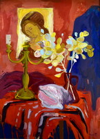 Illényi Tamara (1944) CSENDÉLET PORTRÉ FESTMÉNNYEL