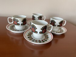 Pávamintás kávéscsésze+ alj hollóházi porcelán