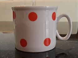 Zsolnay porcelán piros pöttyös kakaós bögre 8x9 cm