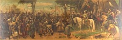 2A360 Munkácsy Mihály : "Honfoglalás" színes litográfia 92 x 39 cm