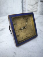 Art Deco Kienzle asztali óra,utazó ébresztő óra Tűzzománc díszítéssel Bronz tokban