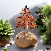 Karneol kristály fa, kristály bonsai, ékszerfa, szerencsefa, életfa, pénzfa, kristályfa drágakövek