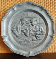 Vintage German pewter wall plate A502