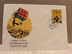 Rubik-kocka Világbajnokság 1982 alkalmi boríték ritka kecskeméti bélyegzéssel