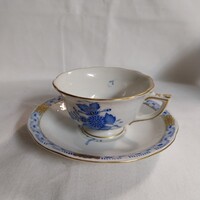 Antik Herendi porcelán csésze + alj kék Apponyi kézifestett mintával