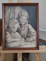 (FBL3) Edvi Illés Aladárné rézkarc  32x42 cm kerettel