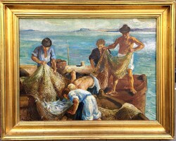 Udvary Pál (1900-1987): Balatoni halászok