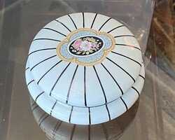 LIMOGES FRANCIA, ANTIK FEDELES BONBONIER VIRÁG MINTÁVAL 15 X 8 CM