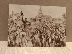 Kossuth Lajos alkalmi levelezőlap 1988 – Franz Kollarz ceruzarajza, 1848-as centenáriumi...