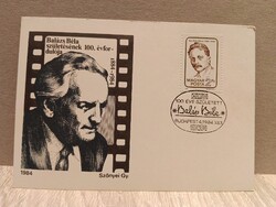 Balázs Béla alkalmi levelezőlap 1984 – Születésének 100. évfordulója, filmes alkalmi bélyegzéssel