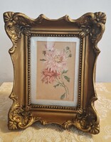 Antik fából készült blondel kép keret  üveggel  25 x 19,5 cm