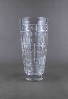 2A374 Vastagfalú modern csiszolt kristály design váza 25 cm
