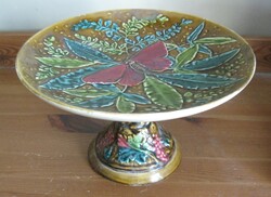 Lepkés porcelán/fajansz talpas gyümölcs vagy tortatartó tál