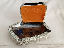 Kerámia hamutartó és cigarettatartó emléktárgy Nyugatmagyar RÖVIKÖT Gorka stílus 14,5x12x10cm