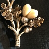 Különleges, Vadász Ezüst (800) Bross /Kitűző ,Szarvasfogakkal