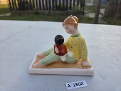 A1860 Bodrogkeresztúri babázó lány 14x11 cm