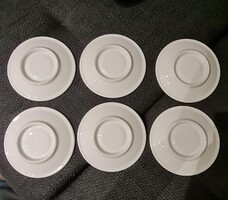 6 db hibátlan, vastag falú fehér porcelán kávés csészealj (14 cm)